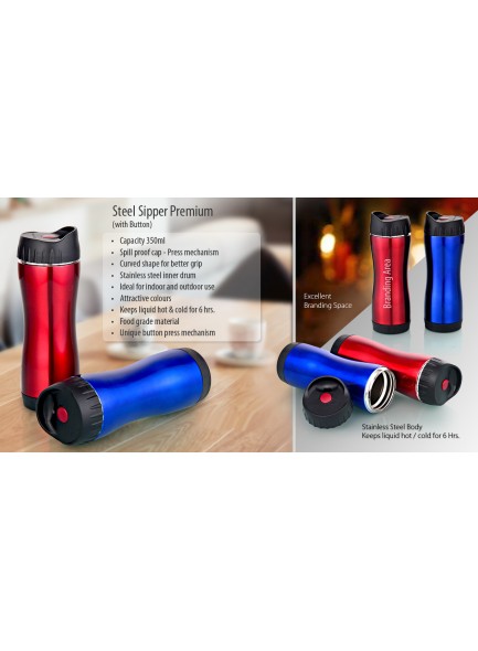 STEEL SIPPER PREMIUM WITH BUTTON MOQ 25 Pcs