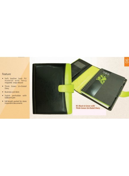 BLACK AND GREEN WITH THINK GREEN UNDATED DIARY B5 MOQ 50 Pcs