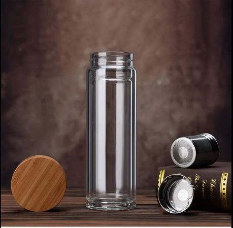 ClearSip EcoFuse: Double wall Borosilicate Infuser Glass bottle
