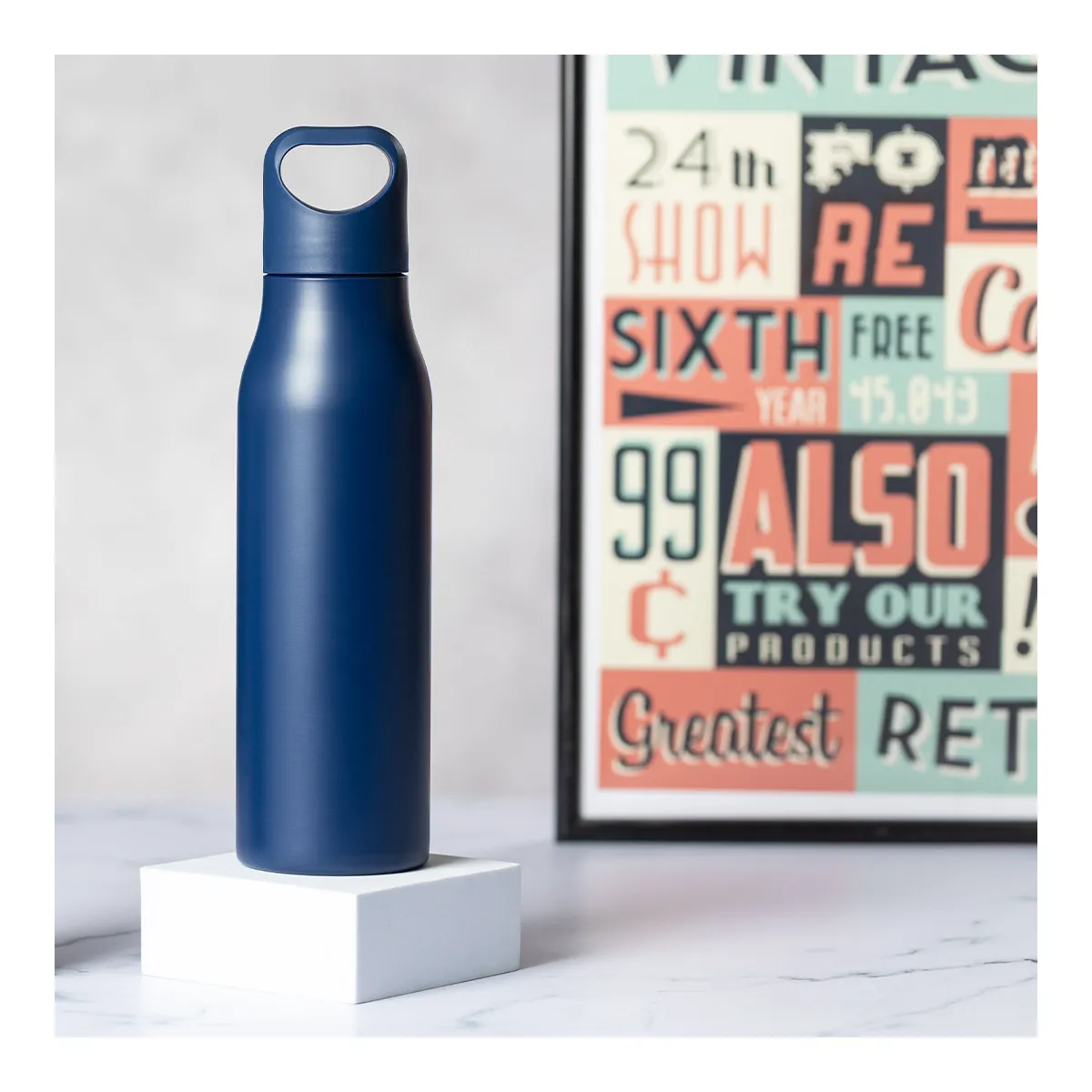 Single Wall Stainless Steel Bottle with Loop Handle