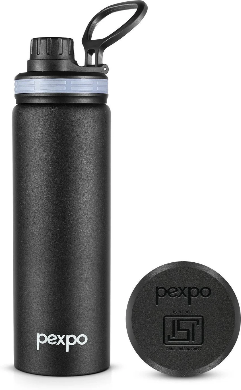 Pexpo Black Stainless Steel Water Bottle