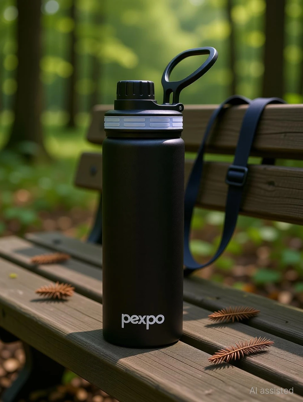 Pexpo Black Stainless Steel Water Bottle