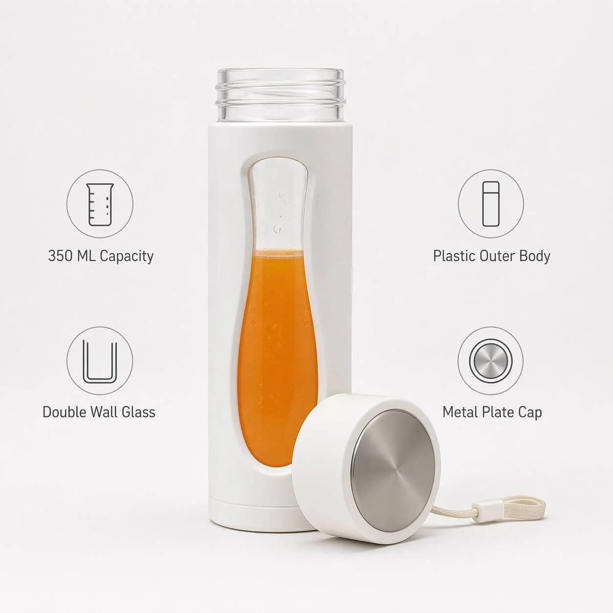 Glass Bottle With Outer Plastic Body