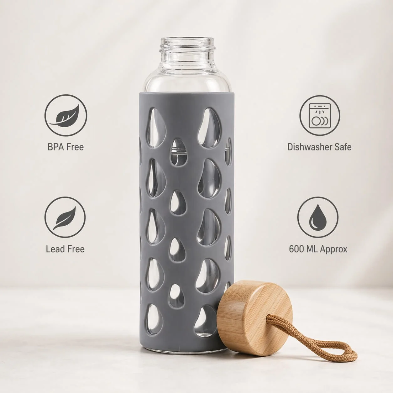 Borosilicate Glass Water Bottle With Sleeve