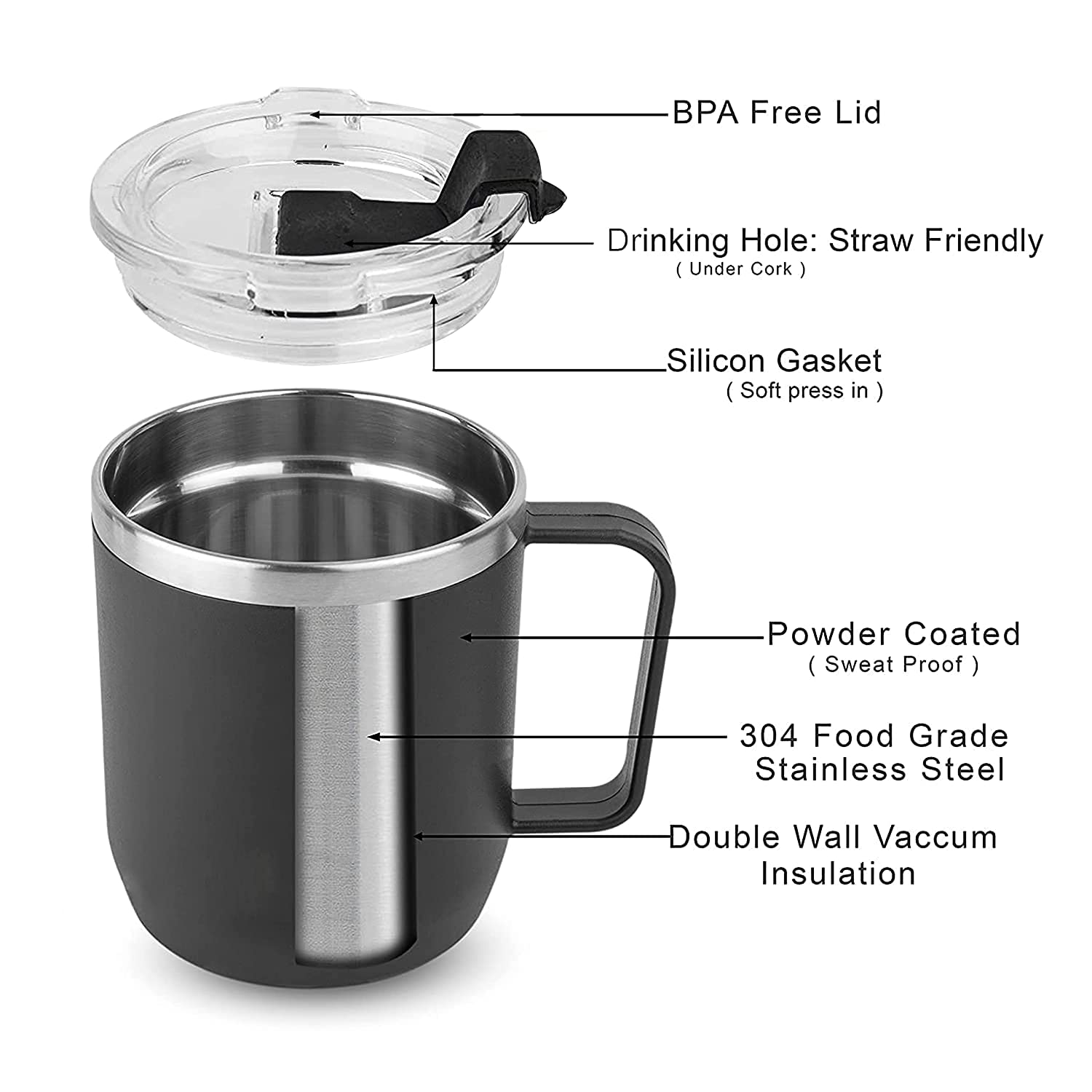 Astra Stainless Steel Coffee Mug With Handle