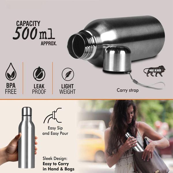 Single Wall Steel Bottle With Carry Strap