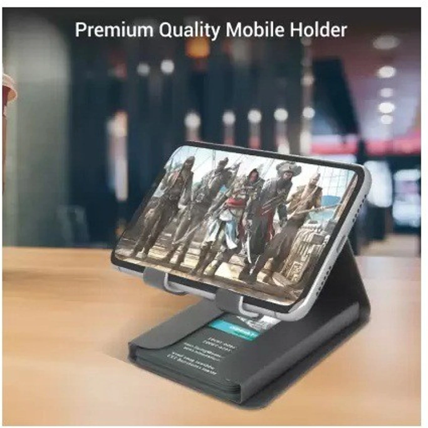 Metal Mobile Stand with Visiting Card Holder and Double Pen Holder