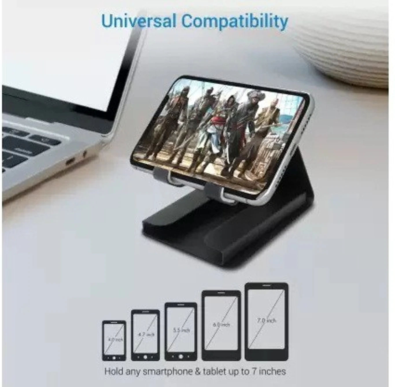 Metal Mobile Stand with Visiting Card Holder and Double Pen Holder