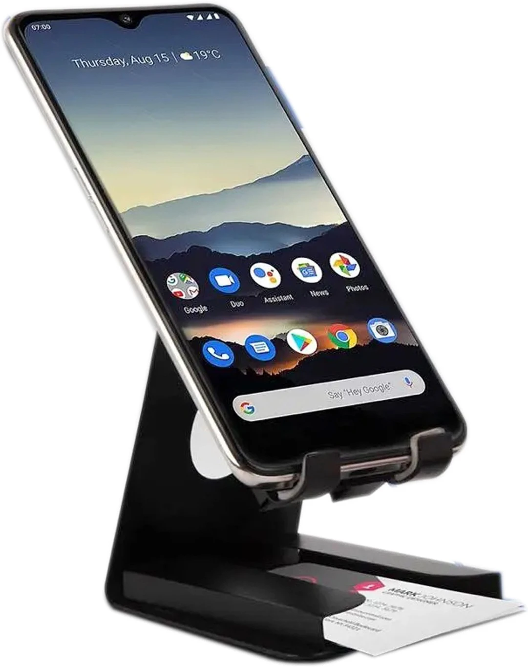 Metal Mobile Stand with Visiting Card Holder and Double Pen Holder