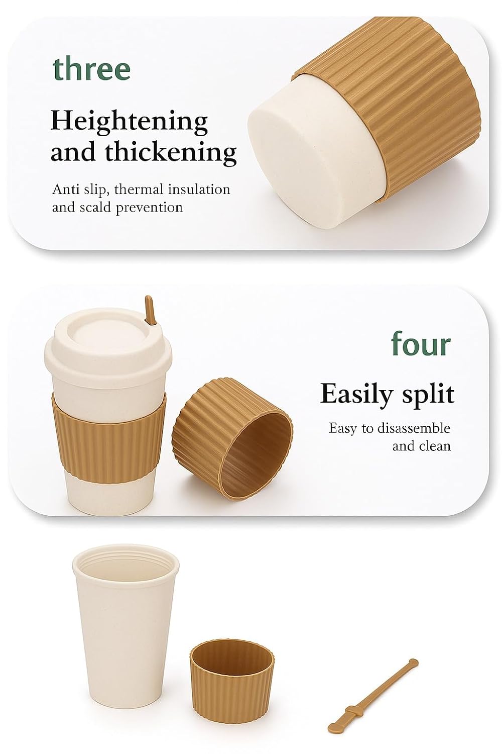 Wheat Straw Reusable Travel Coffee Mug with Lid