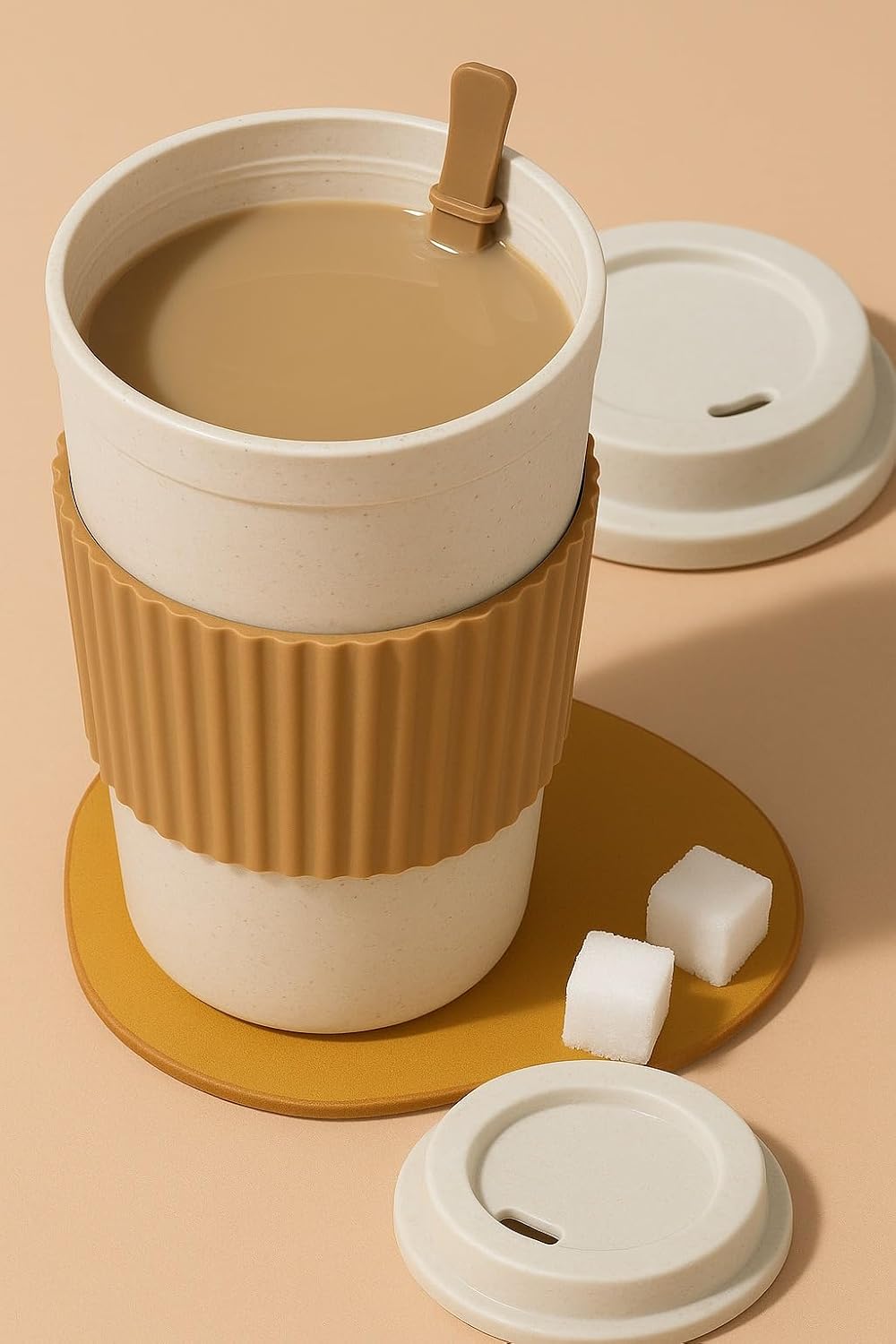 Wheat Straw Reusable Travel Coffee Mug with Lid