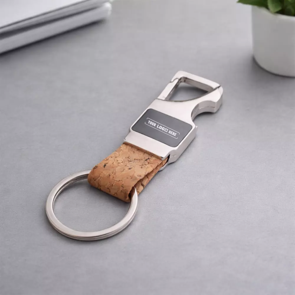 Rectangle Metal Keychain with Bottle Opener