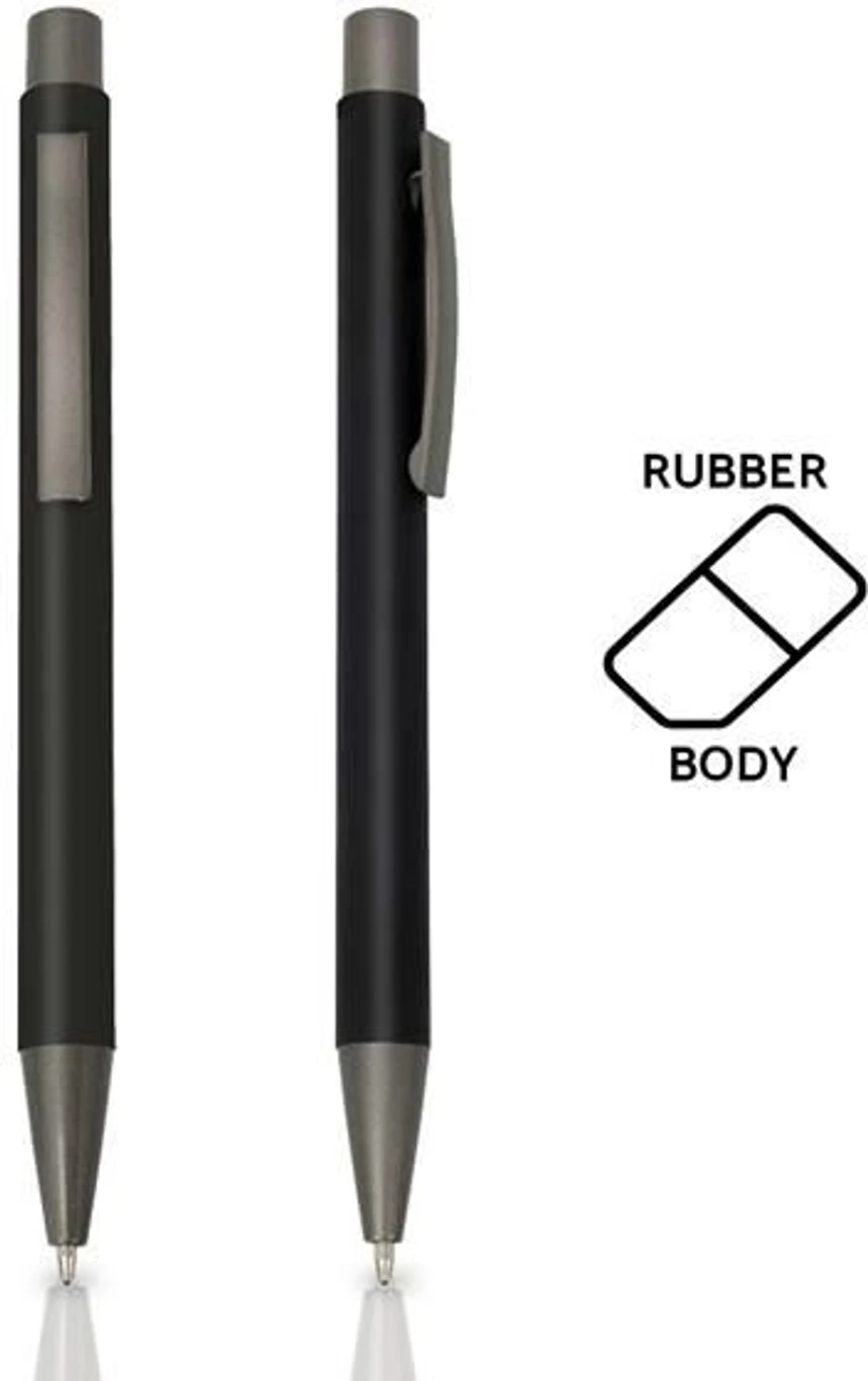 Black Color Rubberised Texture Metal Ball Pen
