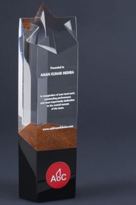 Star Top Crystal Pillar Trophy