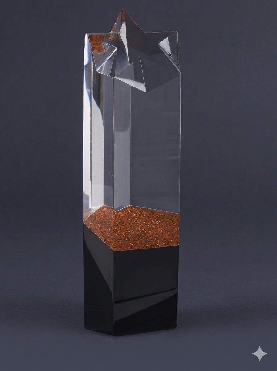 Star Top Crystal Pillar Trophy