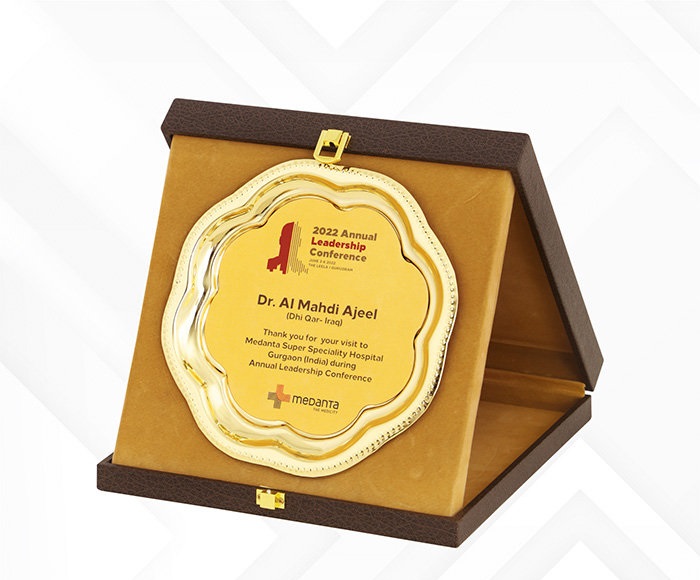 Premium Wooden Flap Memento Box with Gold Floral Plaque