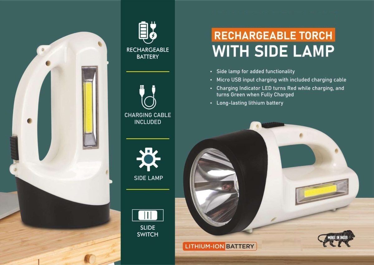 Rechargeable Torch with Side Lamp