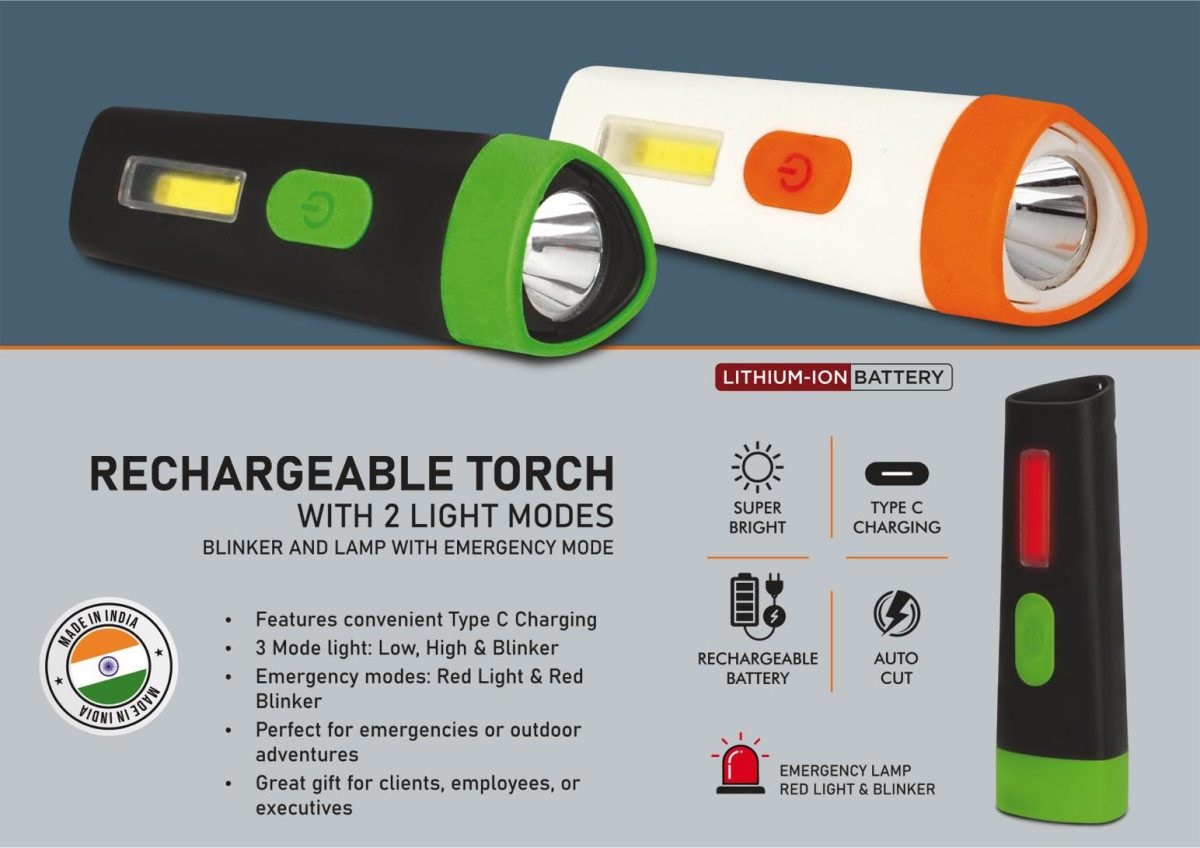 Rechargeable Torch with 2 Light Modes