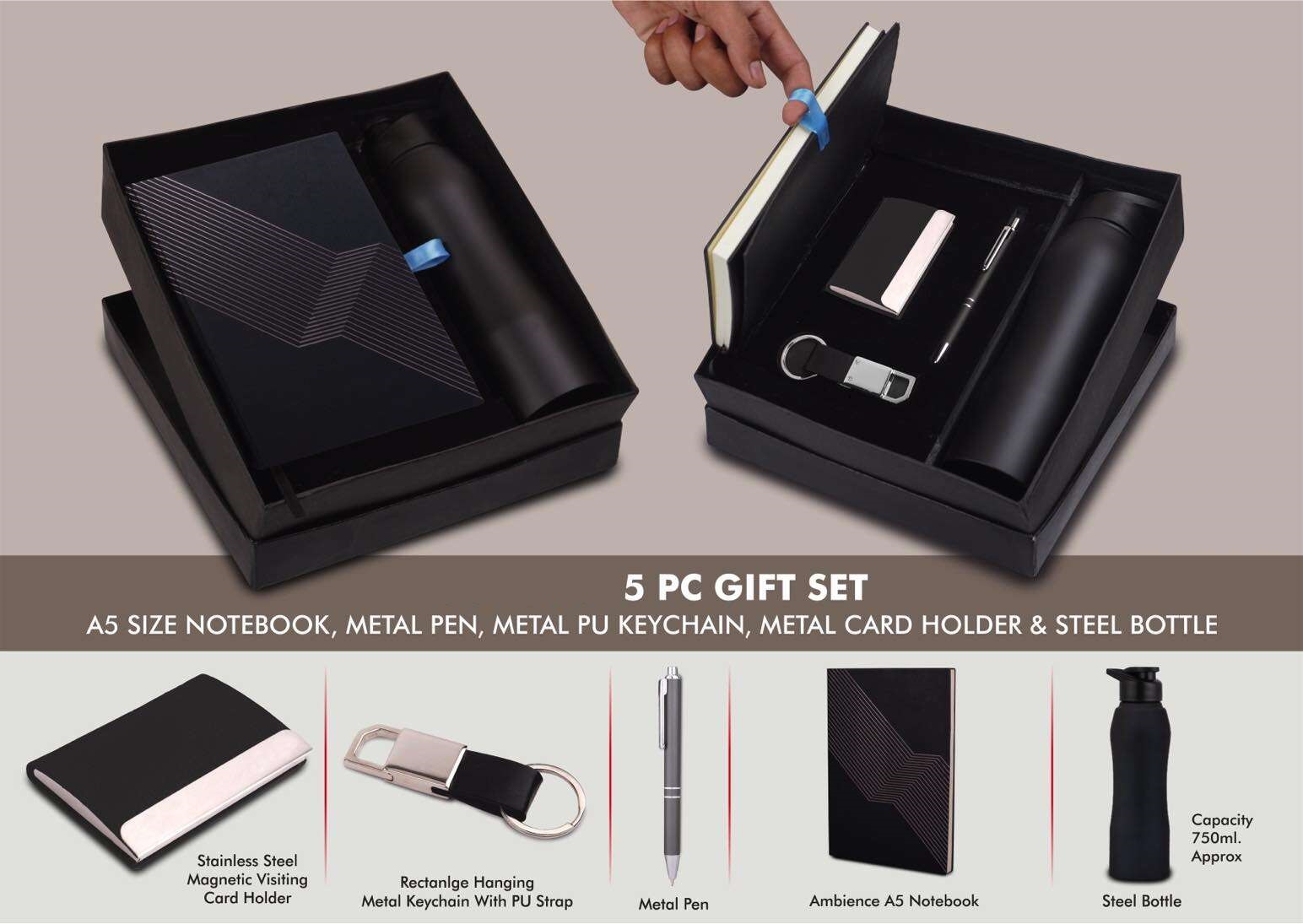 Premium Black Gift Set- 5 Pc
