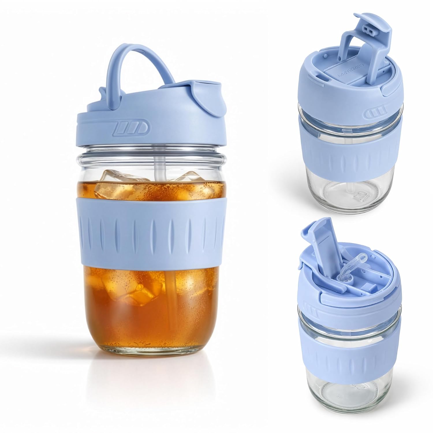 Glass Tumbler with Straw & Sip Lid