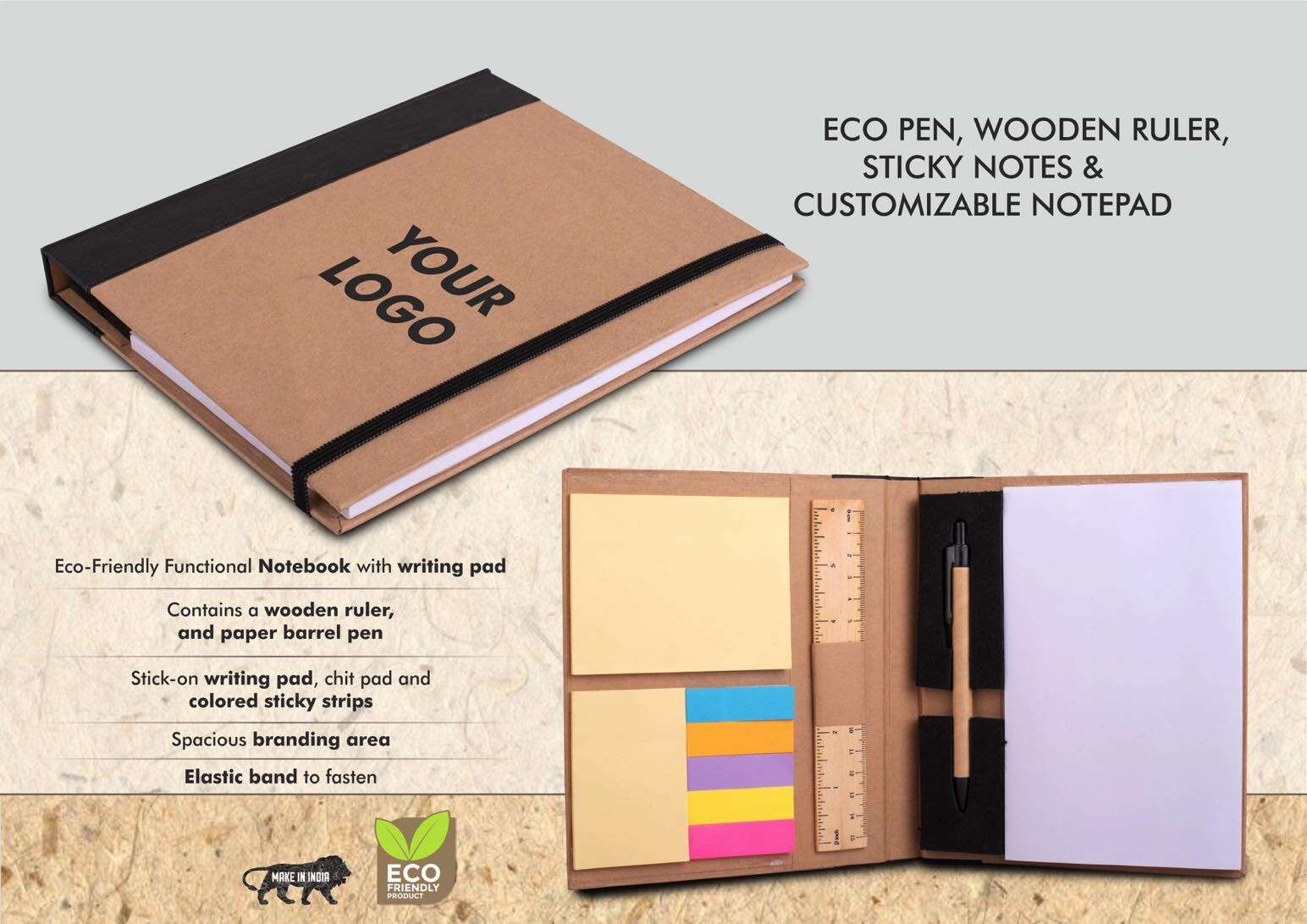 Eco-Friendly Notebook with Sticky Notes